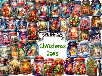 Christmas Magical Jars Watercolor Clipart christmas bottle png - Wonders Artist