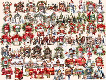 Christmas Mailboxes Watercolor Clipart christmas clipart - Wonders Artist