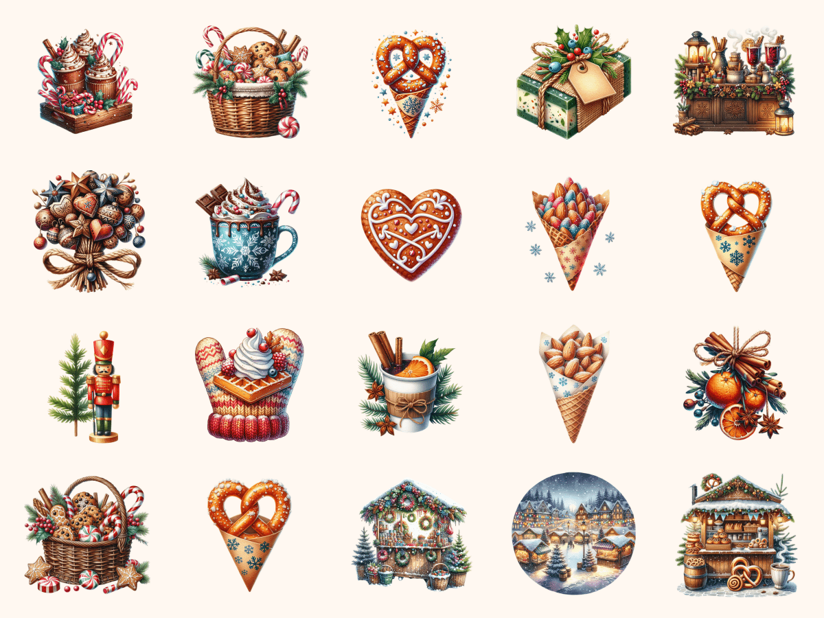 Christmas Market Clipart All Bundles Clipart Line Art - WondersArtist