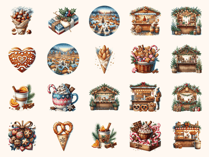 Christmas Market Clipart All Bundles Clipart Line Art - WondersArtist