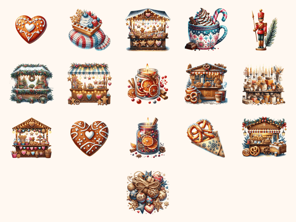 Christmas Market Clipart All Bundles Clipart Line Art - WondersArtist