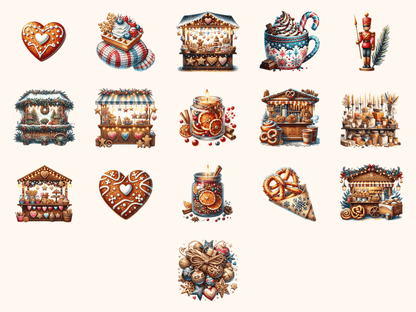 Christmas Market Clipart All Bundles Clipart Line Art - WondersArtist