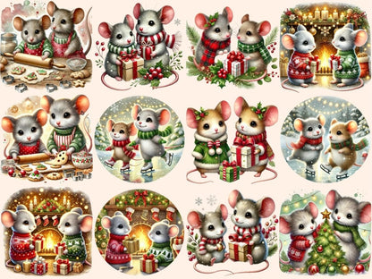 Christmas Mice Clipart Christmas artwork - Wonders Artist