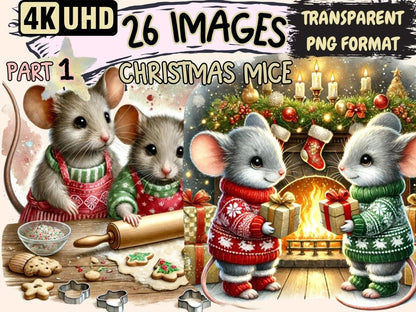 Christmas Mice Clipart Christmas artwork - Wonders Artist