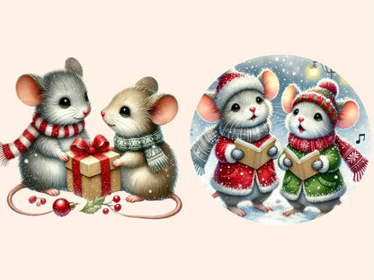 Christmas Mice Clipart Christmas artwork - Wonders Artist
