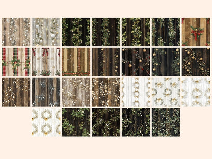 Christmas Mistletoe Wood Seamless Digital Paper Christmas Mistletoe - Wonders Artist