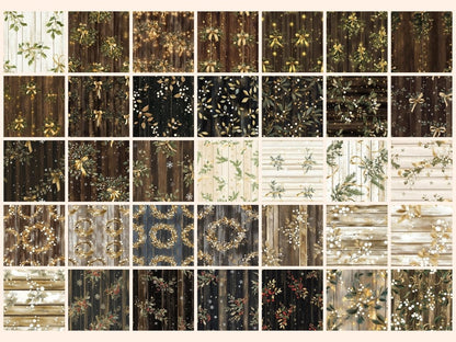 Christmas Mistletoe Wood Seamless Digital Paper Christmas Mistletoe - Wonders Artist