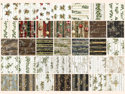 Christmas Mistletoe Wood Seamless Digital Paper Christmas Mistletoe - Wonders Artist