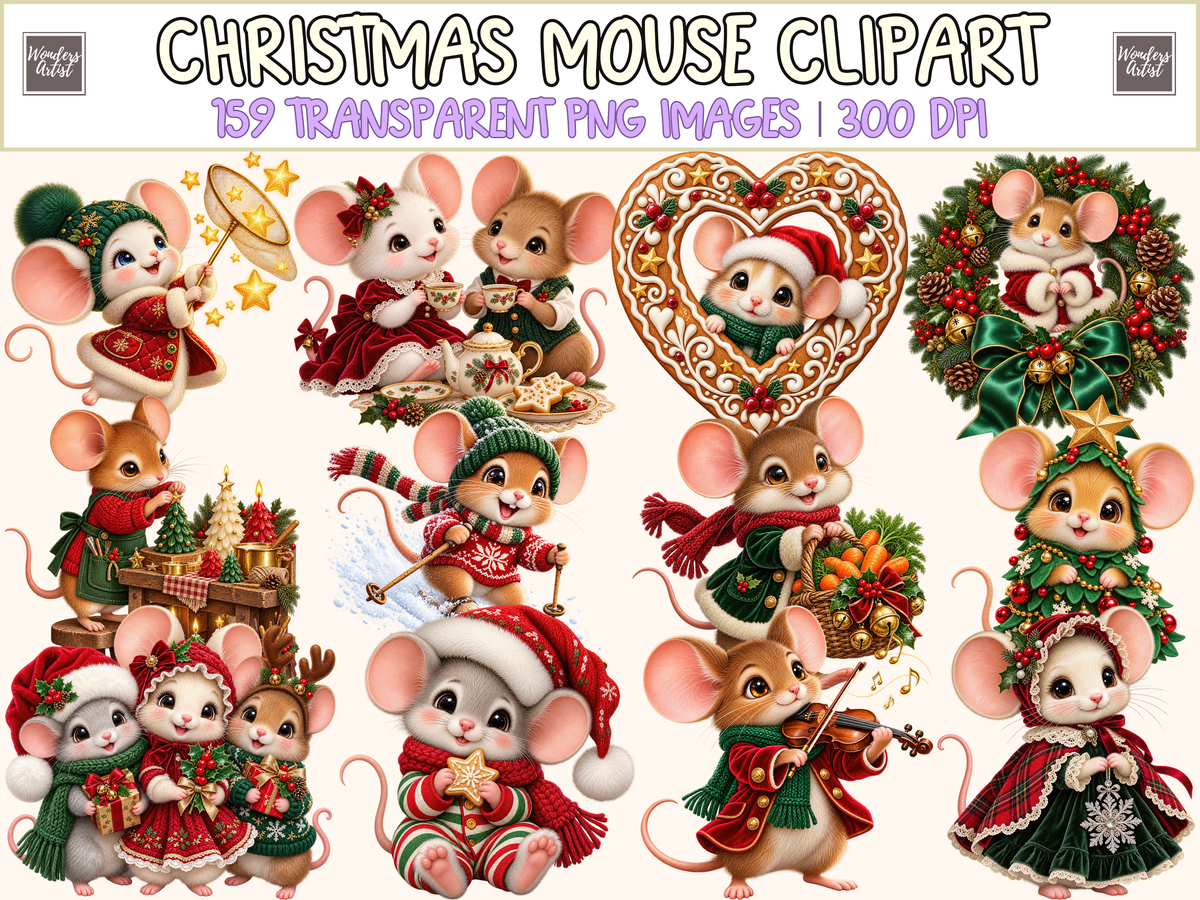 Christmas Mouse Clipart — 00_cover.png