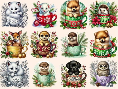 Christmas Mug Animals Clipart Animal in Mug - Wonders Artist