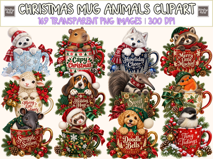Christmas Mug Animals Clipart — cover