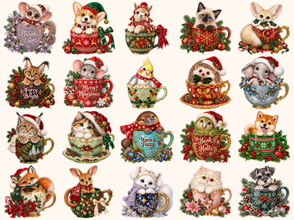 Christmas Mug Animals Clipart — preview grid 2