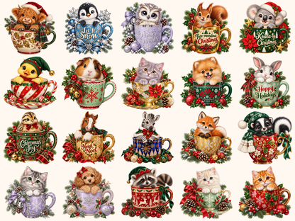 Christmas Mug Animals Clipart — preview grid 3
