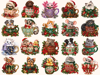 Christmas Mug Animals Clipart — preview grid 4