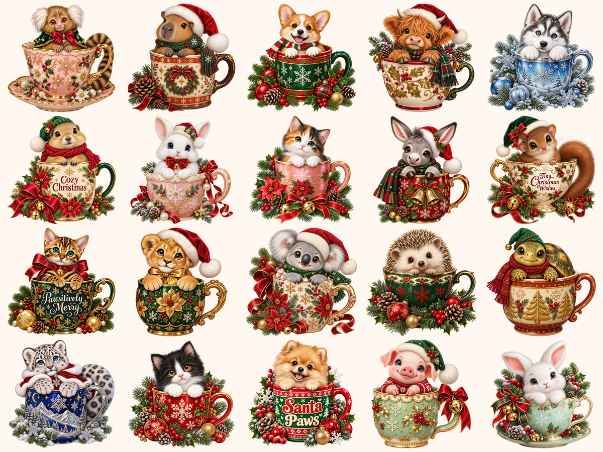 Christmas Mug Animals Clipart — preview grid 8