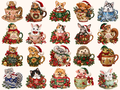Christmas Mug Animals Clipart — preview grid 8