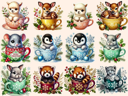 Christmas Mug Animals (P2) Clipart Animal in Mug - Wonders Artist