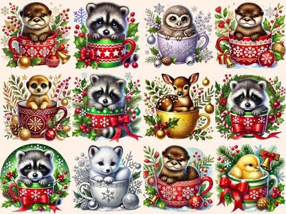 Christmas Mug Animals (P3) Clipart Animal in Mug - Wonders Artist