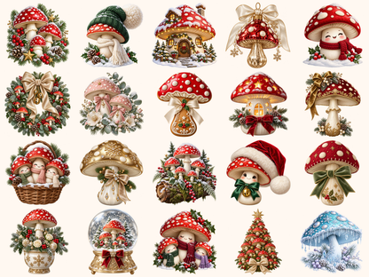 Christmas Mushrooms Clipart — preview 2