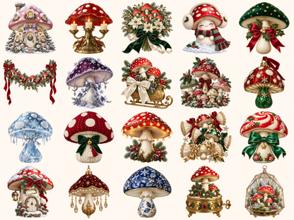 Christmas Mushrooms Clipart — preview 3