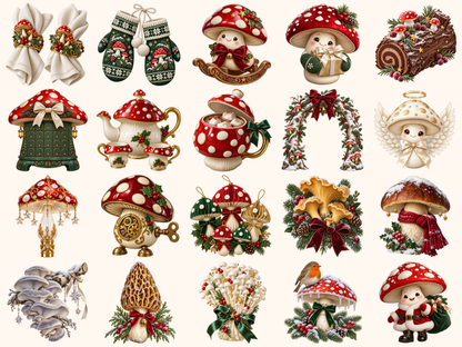 Christmas Mushrooms Clipart — preview 4