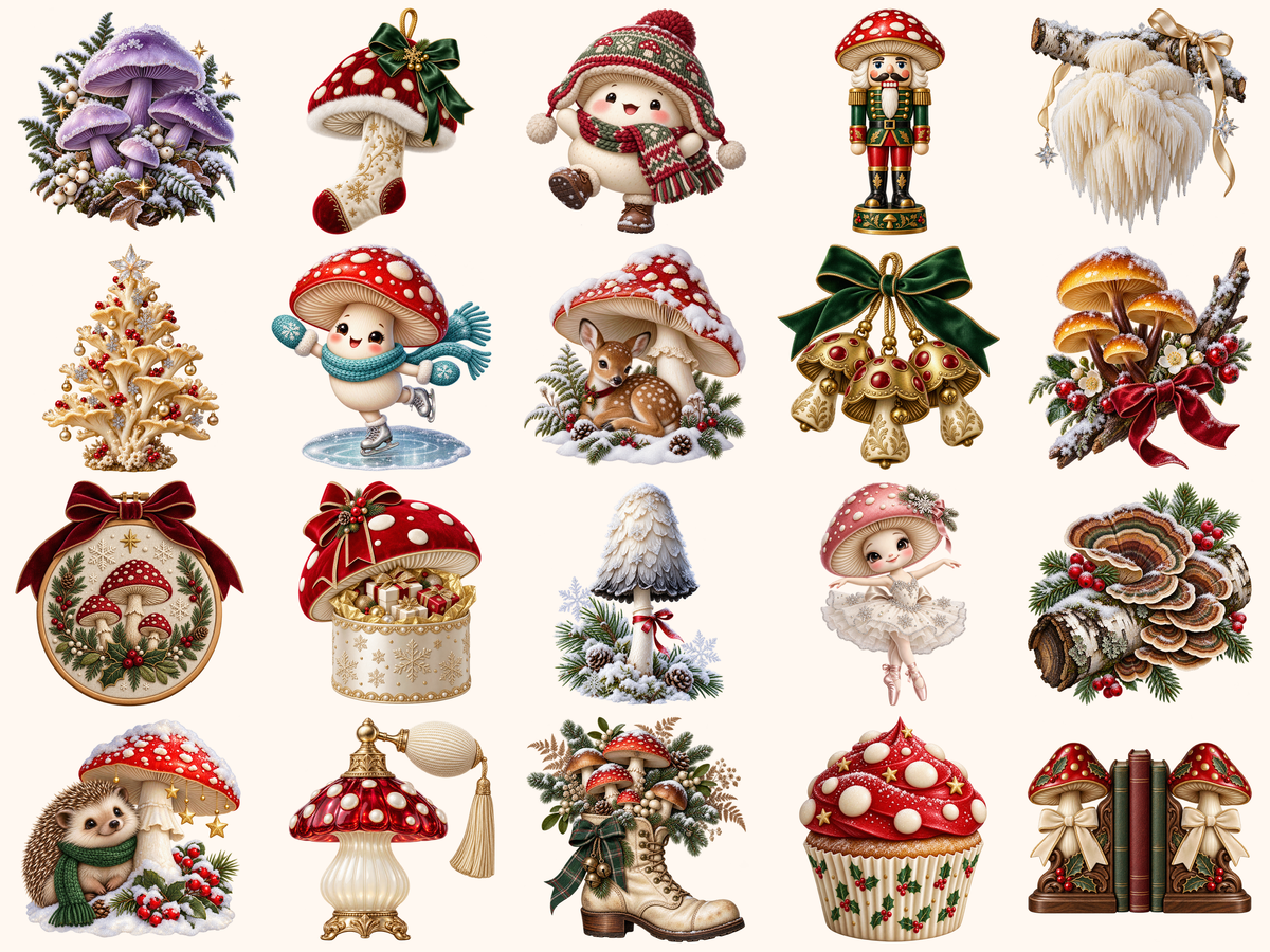 Christmas Mushrooms Clipart — preview 5