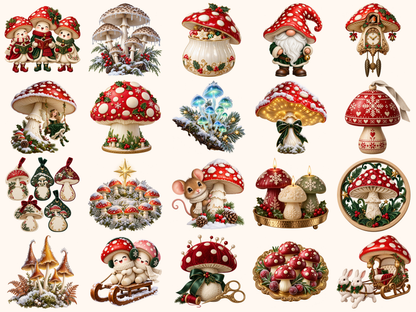 Christmas Mushrooms Clipart — preview 7