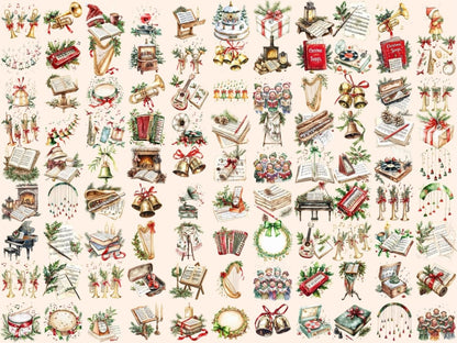 Christmas Music Watercolor Clipart Christmas Graphics - Wonders Artist