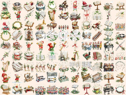 Christmas Music Watercolor Clipart Christmas Graphics - Wonders Artist