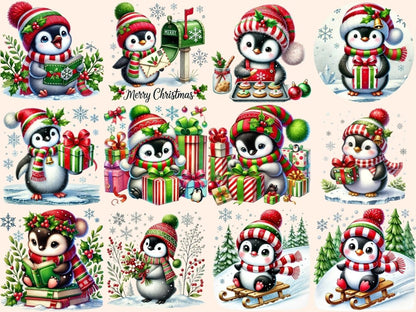 Christmas Penguins Clipart Christmas artwork - Wonders Artist