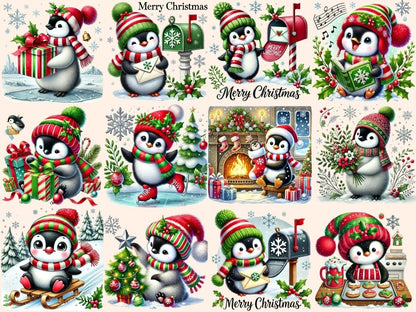 Christmas Penguins Clipart Christmas artwork - Wonders Artist