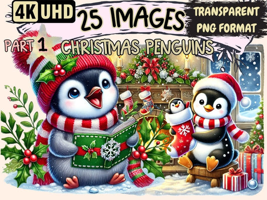 Christmas Penguins Clipart Christmas artwork - Wonders Artist