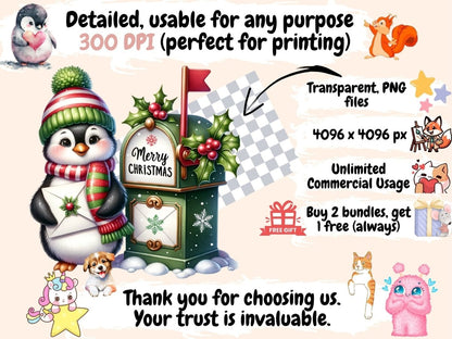 Christmas Penguins Clipart Christmas artwork - Wonders Artist