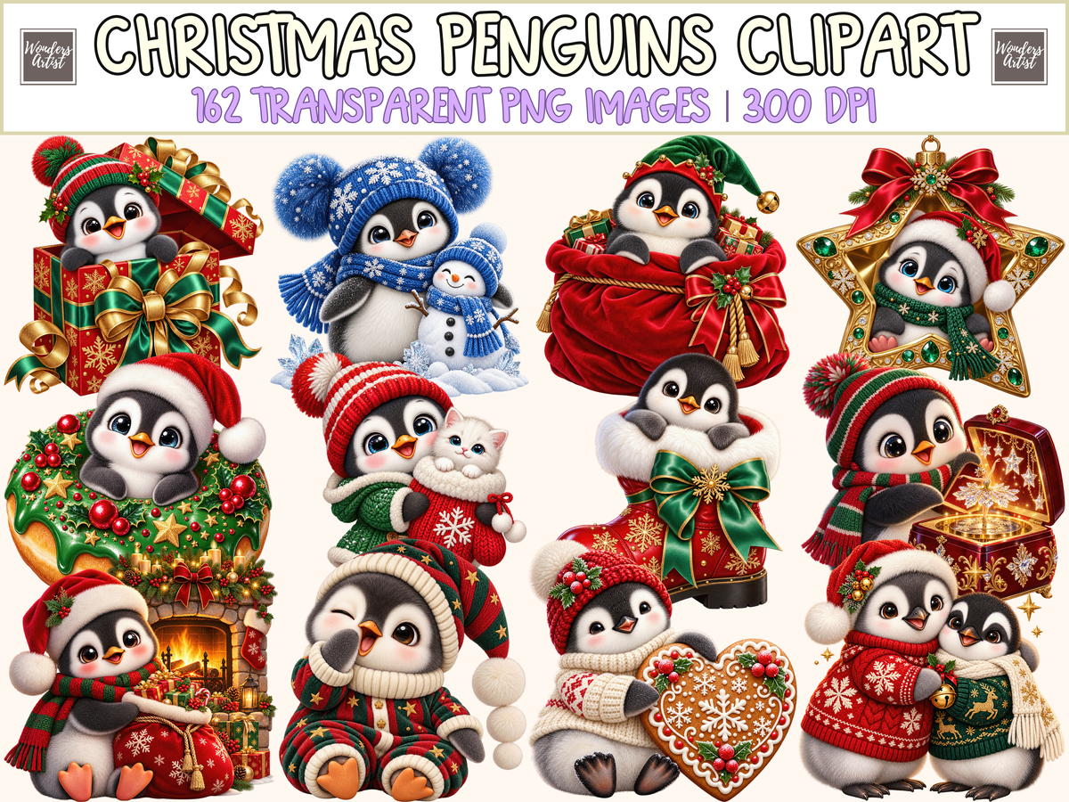 Christmas Penguins Clipart — cover