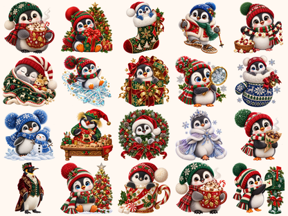 Christmas Penguins Clipart — preview grid 1
