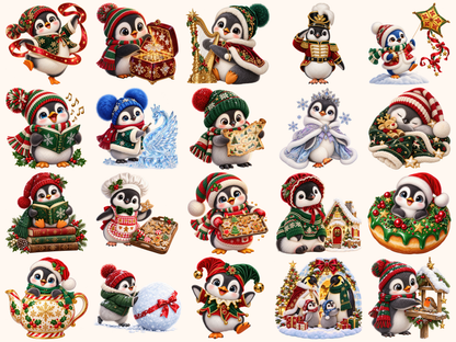 Christmas Penguins Clipart — preview grid 2