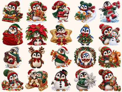 Christmas Penguins Clipart — preview grid 3