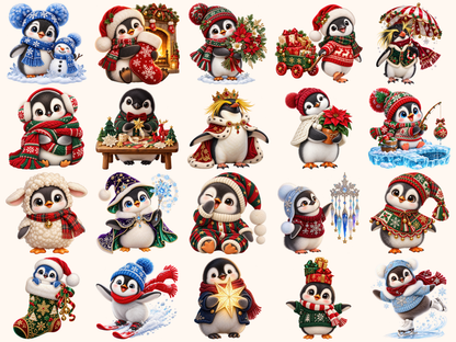 Christmas Penguins Clipart — preview grid 5