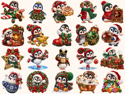 Christmas Penguins Clipart — preview grid 7
