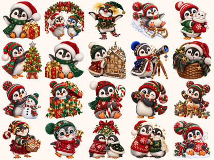 Christmas Penguins Clipart — preview grid 8