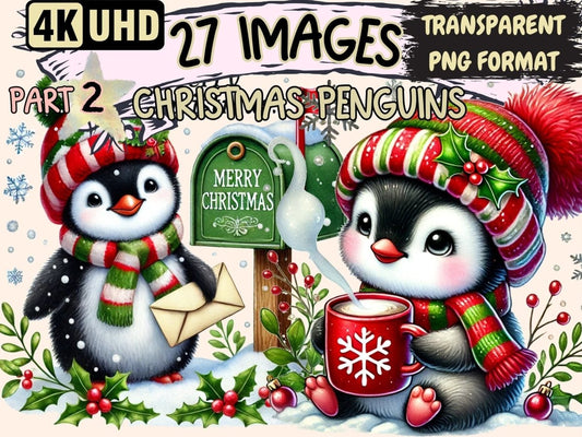 Christmas Penguins (P2) Clipart Christmas artwork - Wonders Artist