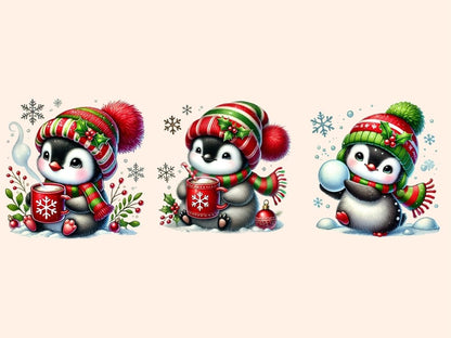 Christmas Penguins (P2) Clipart Christmas artwork - Wonders Artist