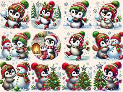 Christmas Penguins (P2) Clipart Christmas artwork - Wonders Artist
