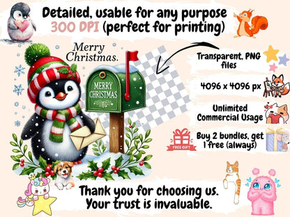 Christmas Penguins (P2) Clipart Christmas artwork - Wonders Artist