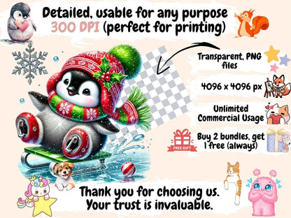 Christmas Penguins (P3) Clipart Christmas artwork - Wonders Artist