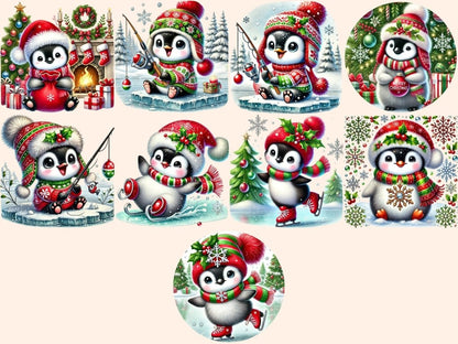 Christmas Penguins (P3) Clipart Christmas artwork - Wonders Artist