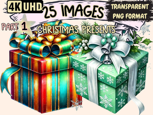 Christmas Presents Clipart - High - Quality Instant Digital Download for Creative Projects