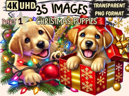 Christmas Puppies Clipart Christmas Canine Art - Wonders Artist