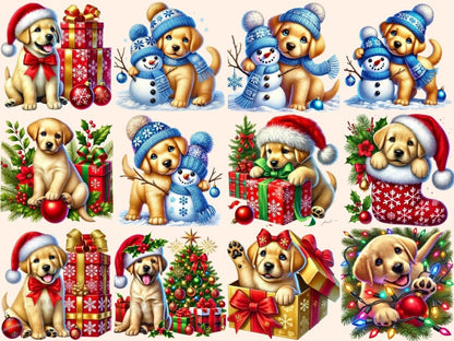 Christmas Puppies Clipart Christmas Canine Art - Wonders Artist