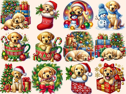 Christmas Puppies Clipart Christmas Canine Art - Wonders Artist